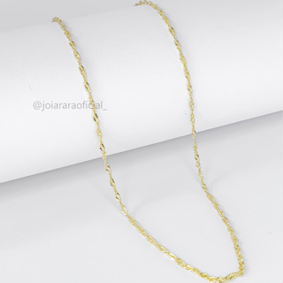 Colar Gargantilha Corrente de 50cm Feminina de Malha Trançada Banhado a Ouro ou Prata em Oferta na Shopee