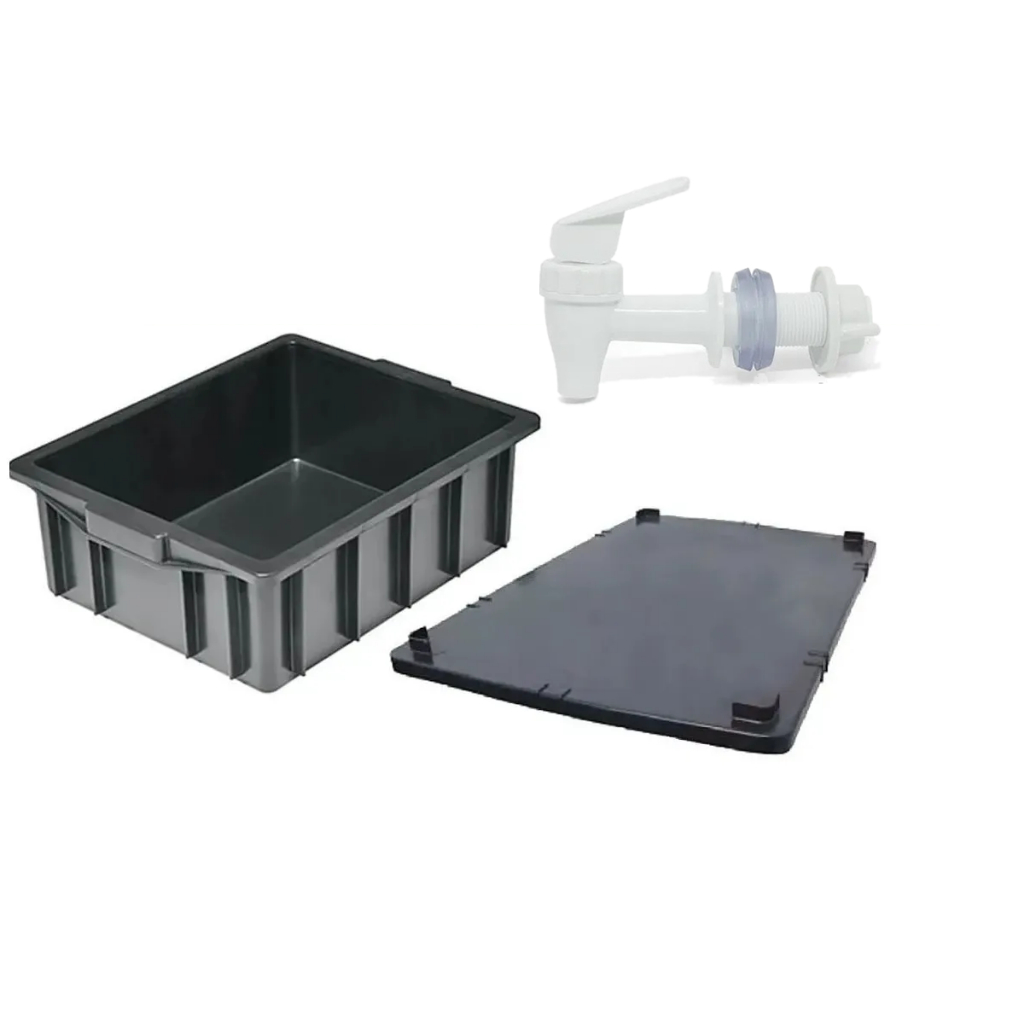 Kit Composteira 3 Caixas de 15 Litros cada + 1 Tampa + 1 Torneira