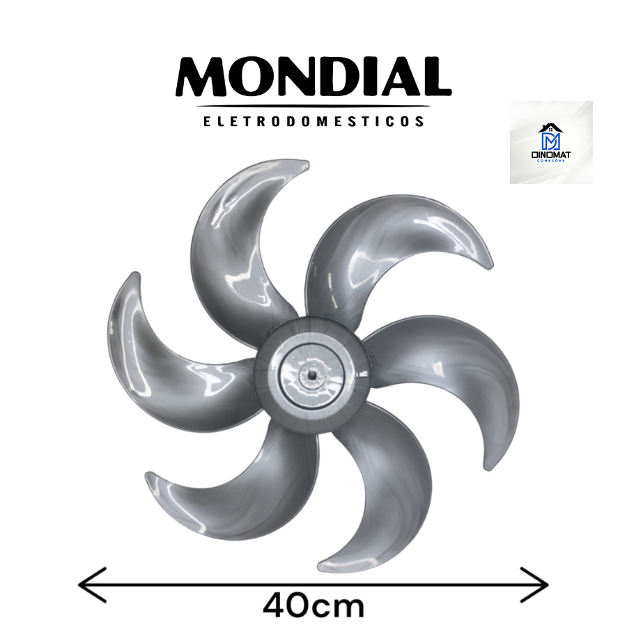 Hélice Para Ventilador Mondial 40cm 6 Pás Prata ou AZUL Maxi Power Classic Premium Turbo