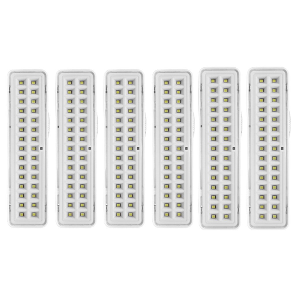 Kit 6 Luminárias De Emergência 30 Leds Bivolt Recarregável - Elgin - Home & Living