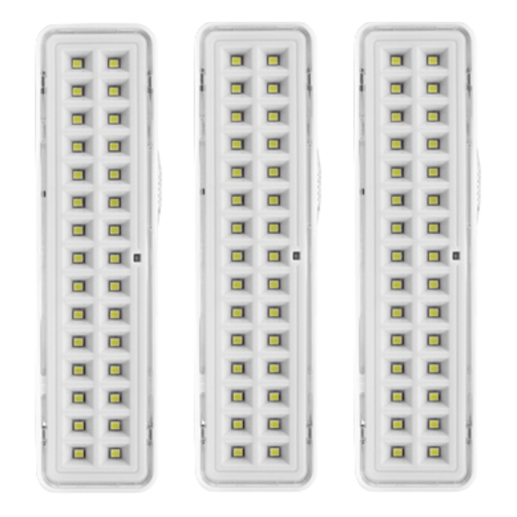 Kit 3 Luminárias De Emergência 30 Leds Bivolt Recarregável - Elgin - Home & Living
