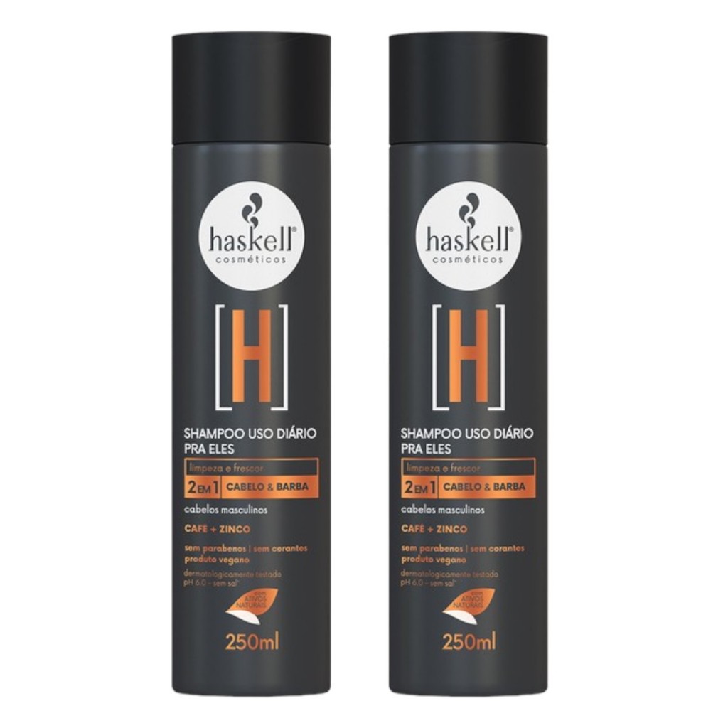 kit 2 Shampoo Haskell Homem Cabelo e Barba 250ML