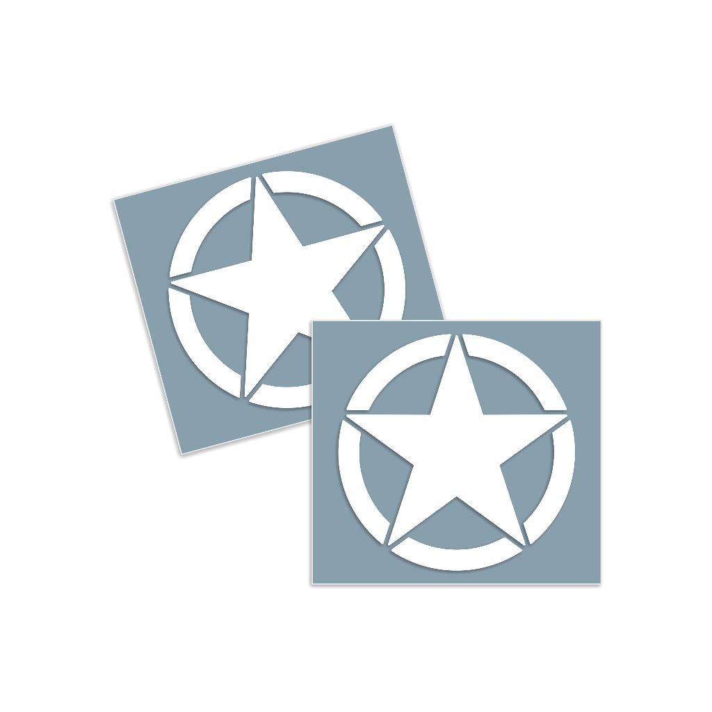 Par Adesivos Estrela Militar Jeep 7x7cm Refletivo Branco