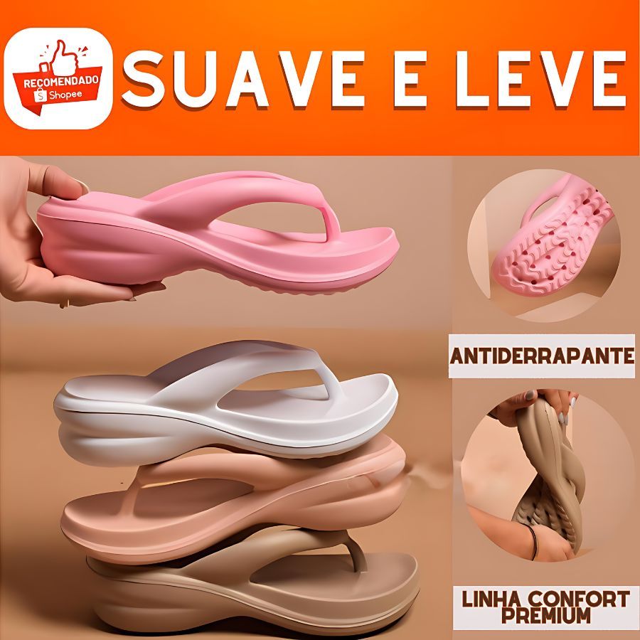 Chinelo Feminino Idoso Tamanco Ortopédico Confortavel Macio Esporao Massageador Leve Casual Ref.100