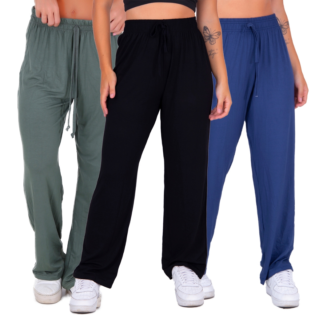 Kit 3 Calças de Yoga Pilates  Soltinha em Oferta na Shopee