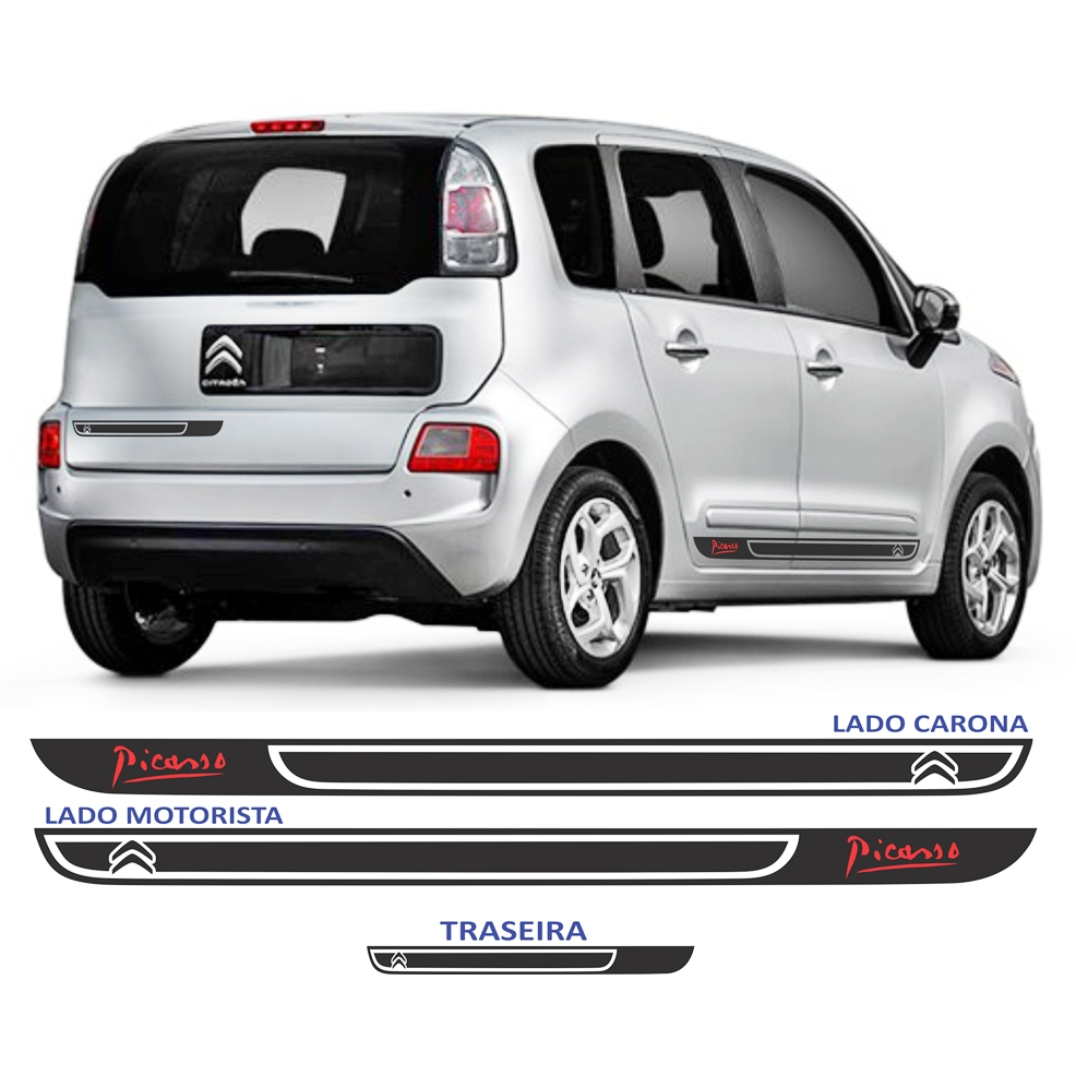 adesivos citroen c3 picasso faixa lateral e traseira kit
