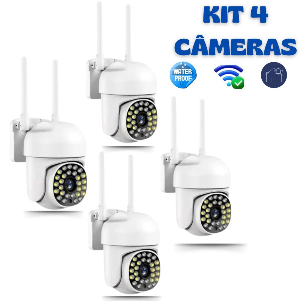 kit 4 Câmeras De Segurança Wi-Fi Externa a Prova D'água Ip 66 full hd YOOSEE - ICSEE  Bivo...