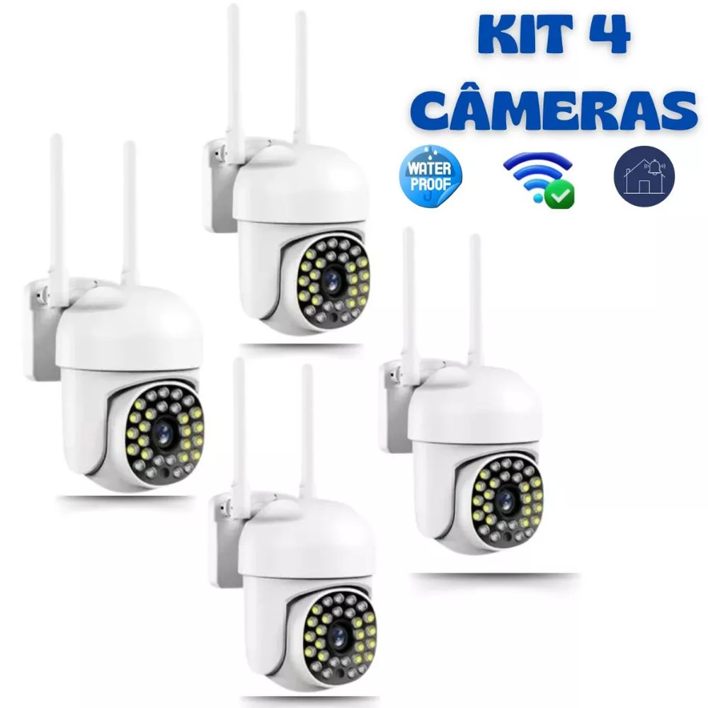 kit 4 Câmeras De Segurança Wi-Fi Externa a Prova D'água Ip 66 full hd YOOSEE - ICSEE Bivolt 28 LEDs