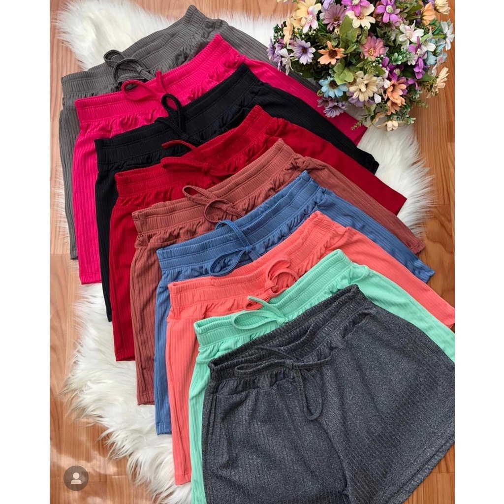 Short Curto Malha Canelada Verão Academia Praia Oferta Especial