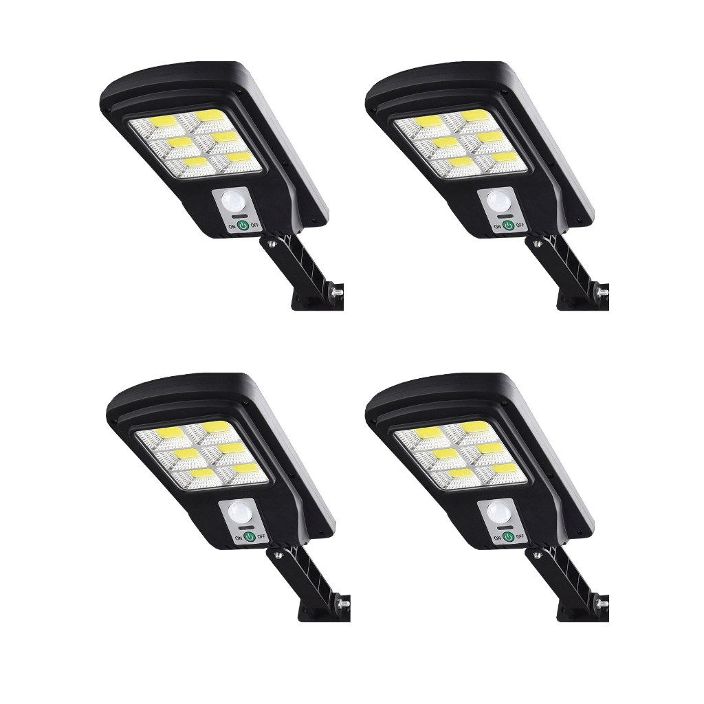 Mini Luminária Solar 48Cob Quadrada Poste Rua Parede Refletor Sensor Presença Movimento Prova D'Água