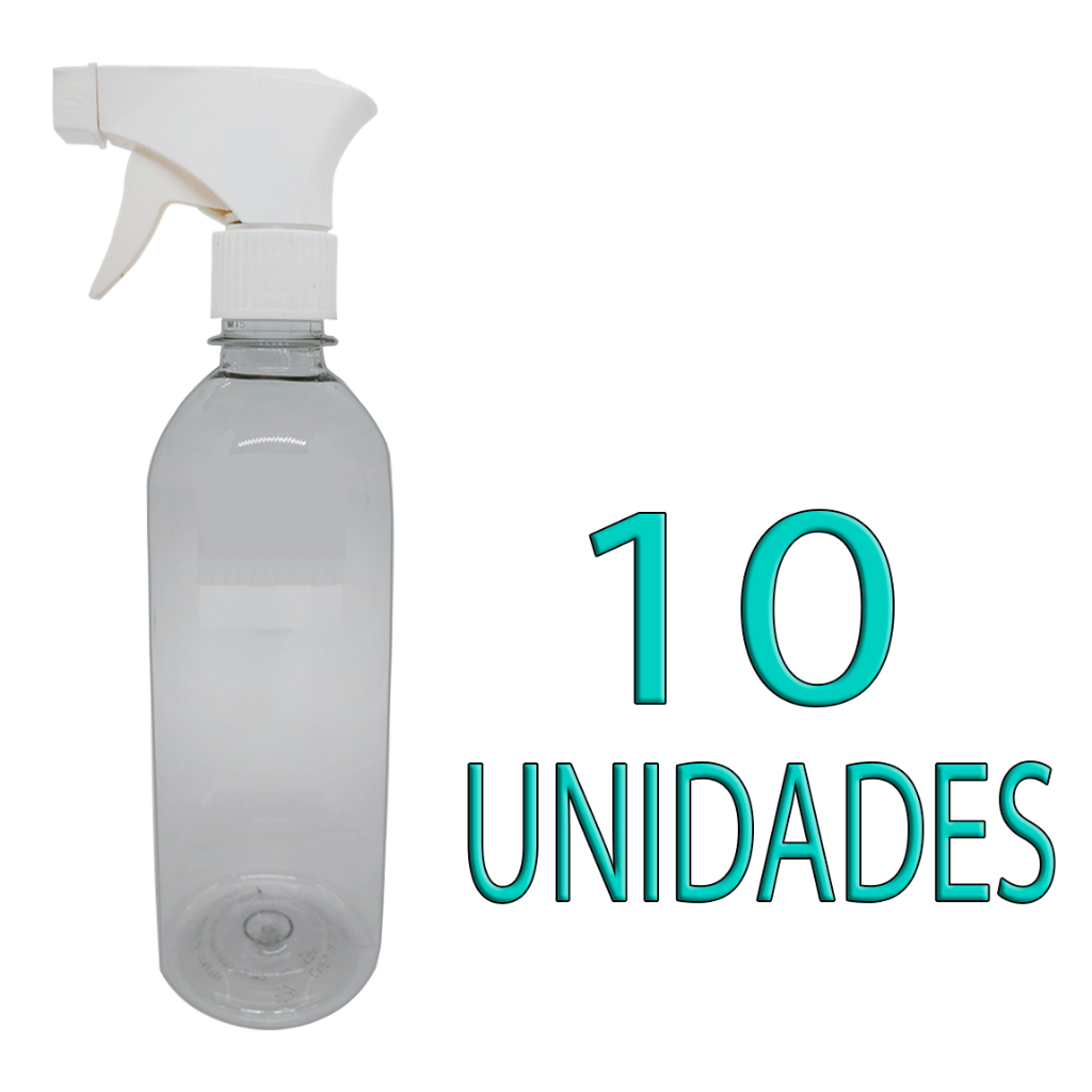 Gatilho Borrifador 3 Funções + Garrafinhas pet Multiuso 500ml