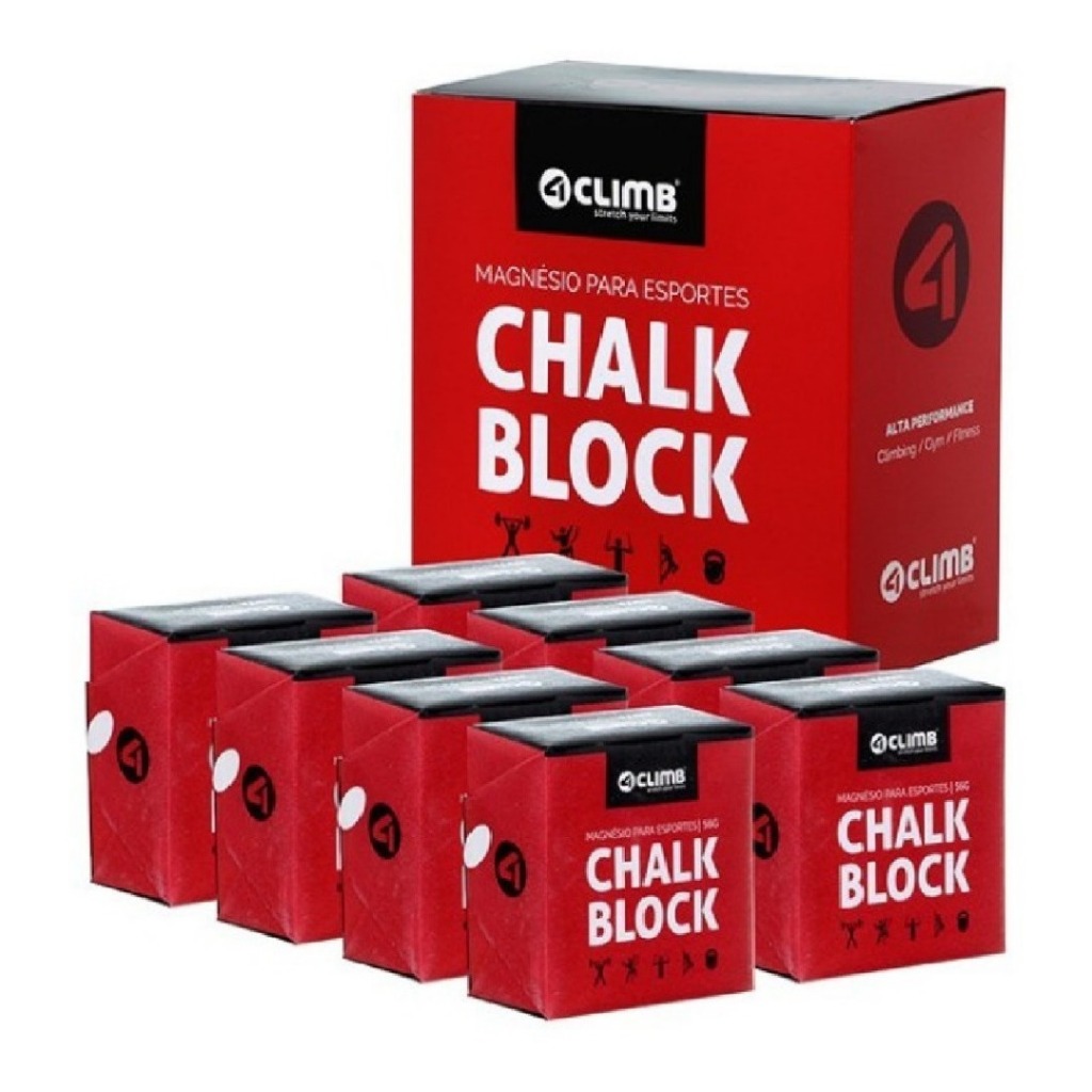 Kit 8 blocos Carbonato De Magnésio Chalk Block 56g Crossfit  Ginástica Escalada Cross Calistenia