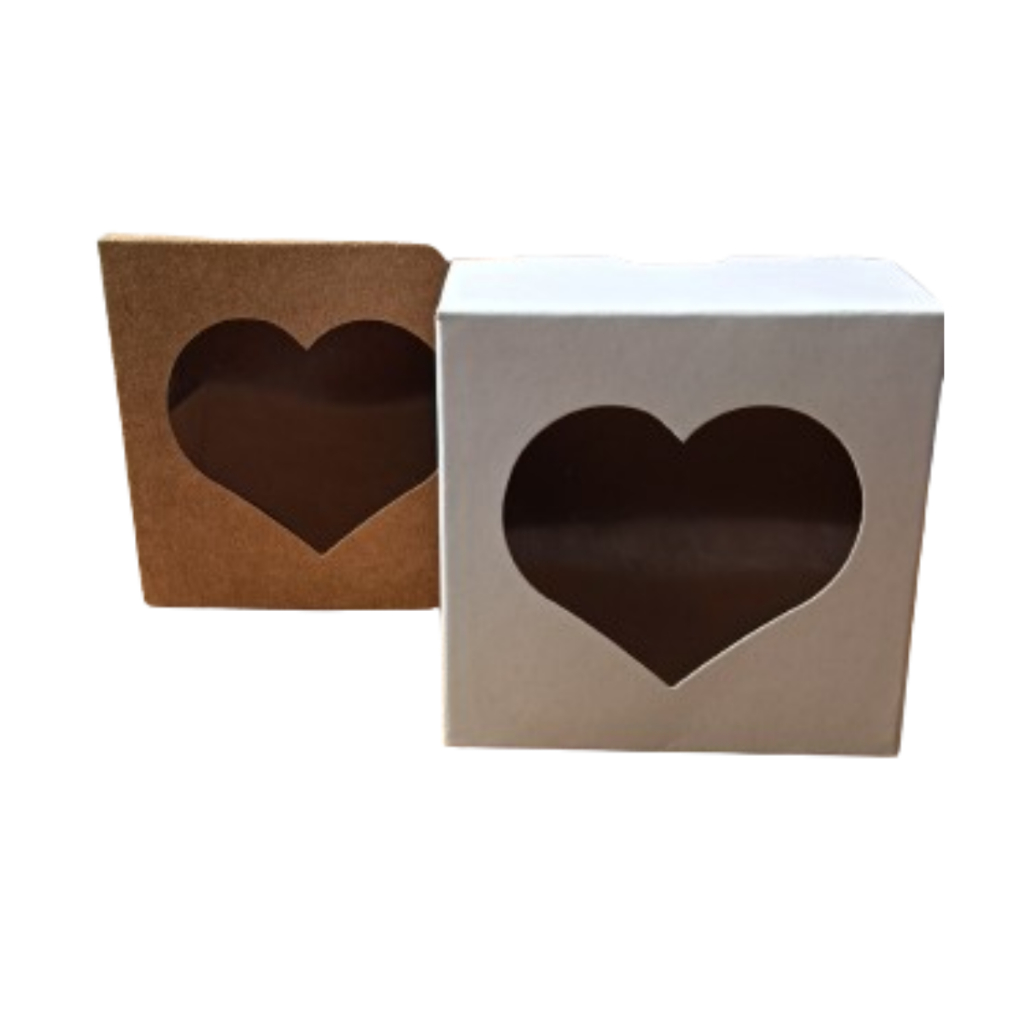 Caixa visor coração para lembrancinhas e docinhos- 8x8x4 - kit 100 unidades em Oferta na Shopee