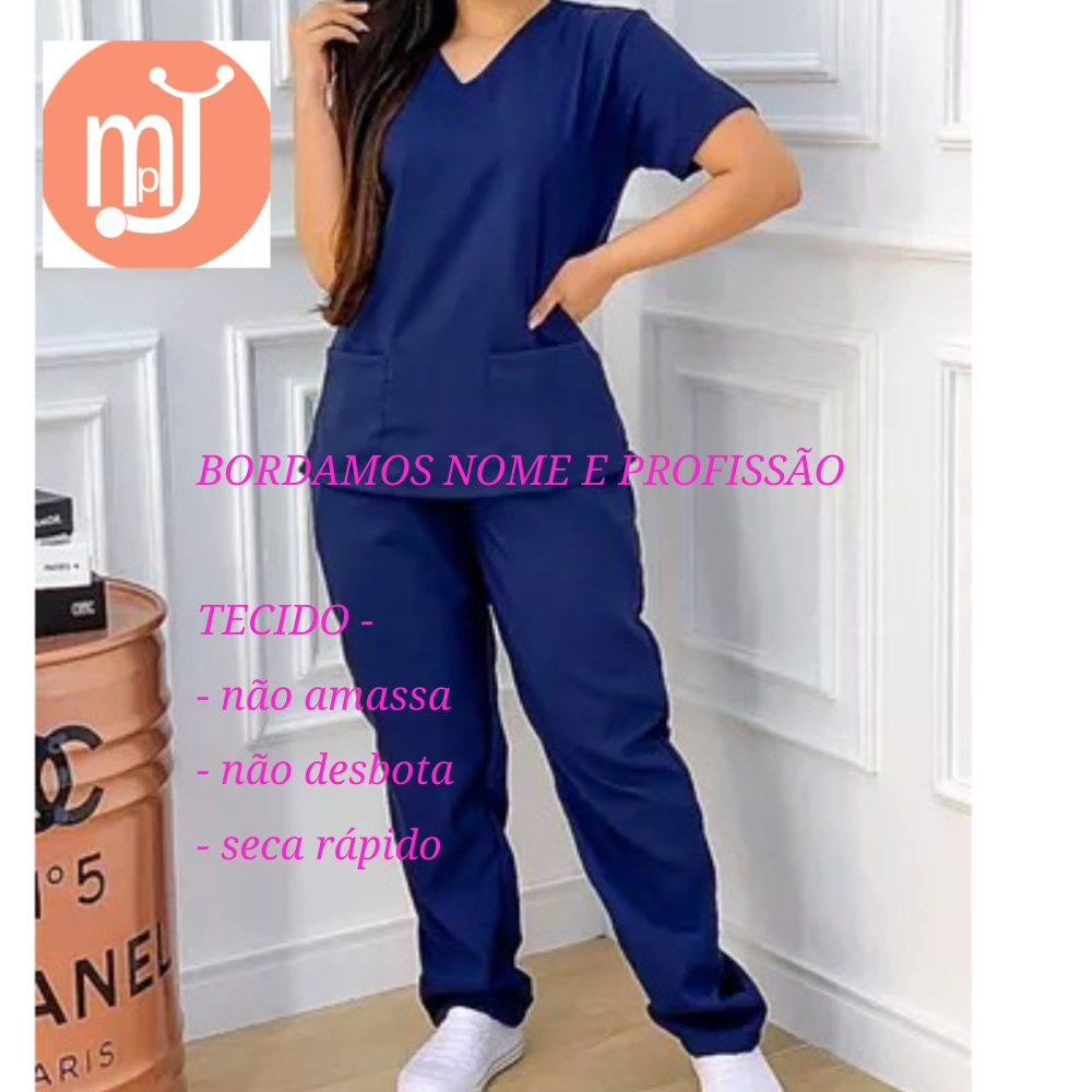 Conjunto Pijama Cirúrgico Scrub Oxford  C/ Nome Bordado.