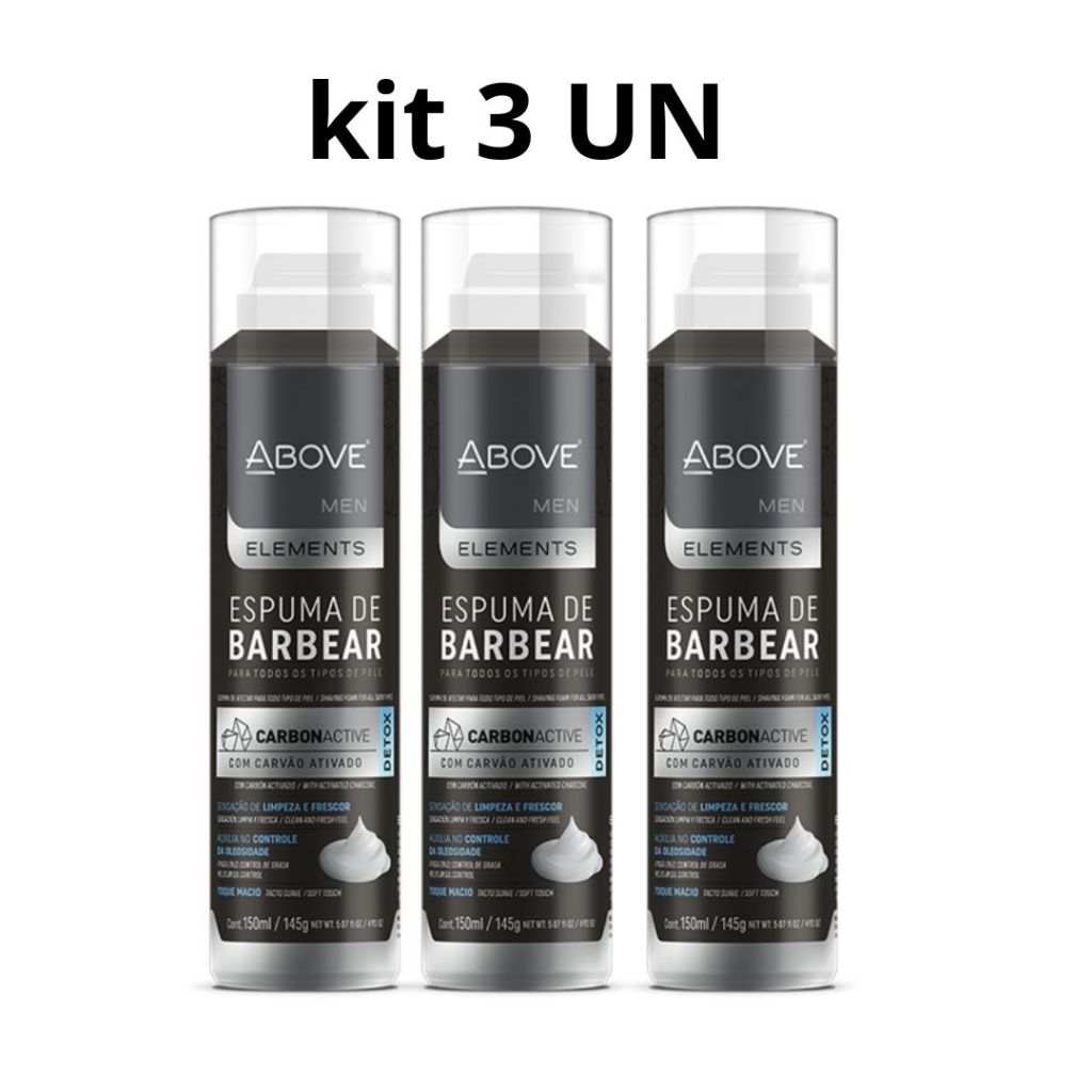 Espuma de Barbear Above Men Elements Carbon Active - 150ml/145g kit c/3 Un