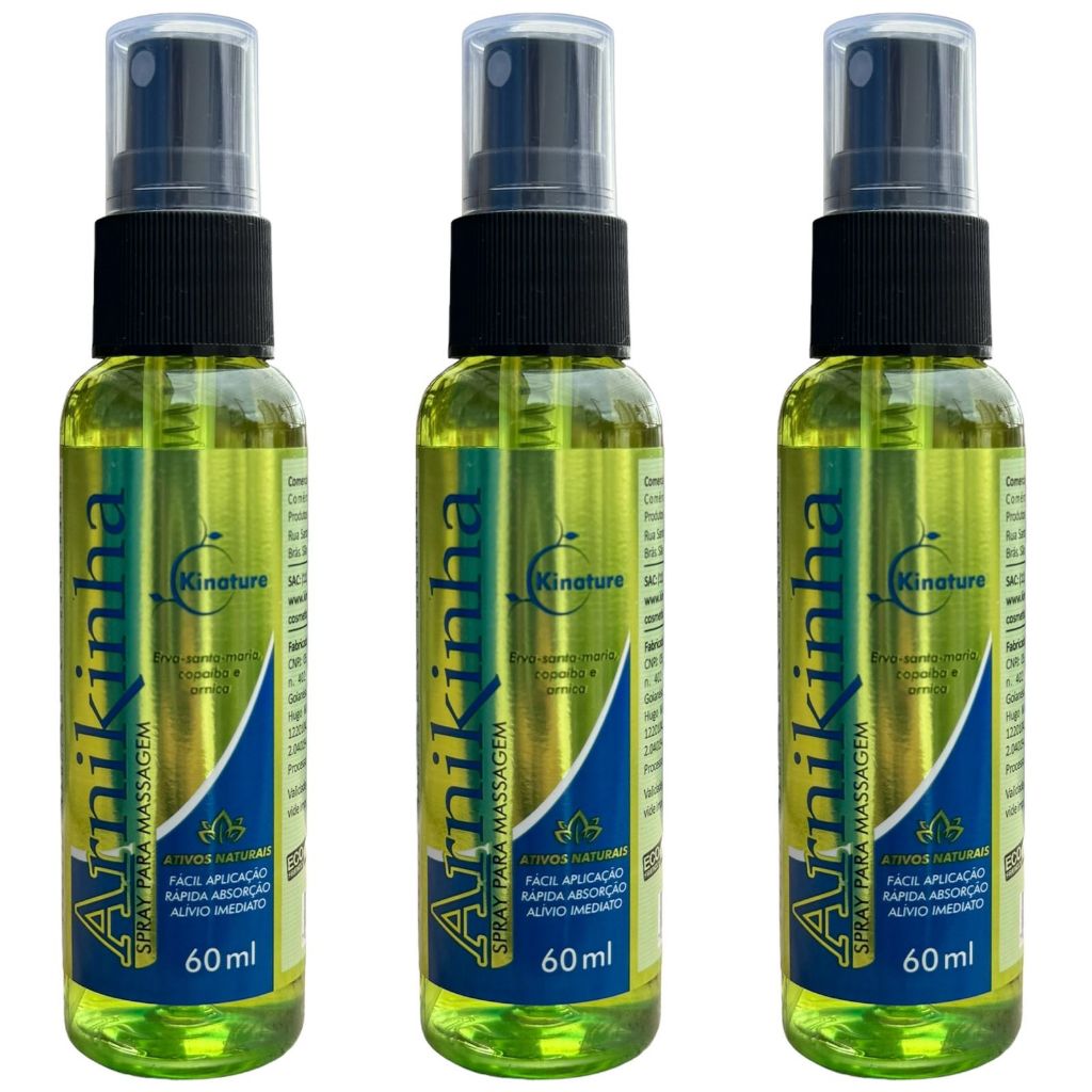 Arnikinha Spray para Massagem Ativos Naturais - Alívio Imediato - 60ml (cada) - Kinature Cosméticos