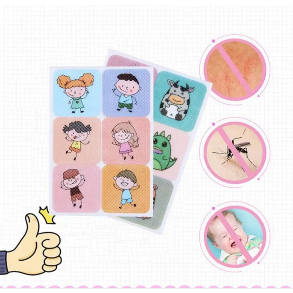 Kit 36 Unidades Sai Mosquito Adesivo Repelente Natural Adesivos de desenhos animados para crianças