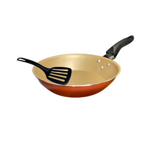 Frigideira Francesa 22 cm Antiaderente Teflon com Espátula Cor Cereja Gold em Oferta na Shopee