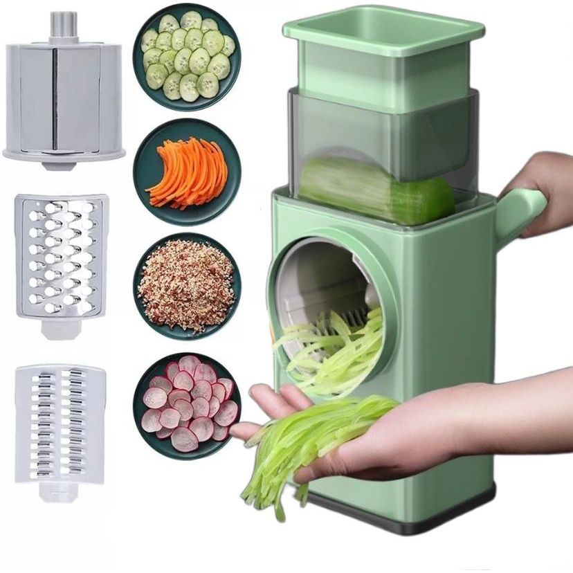 Ralador de Queijo Fatiador Legumes Cortador Vegetais Manual 3 em 1 Multiuso Cozinha Giratorio Manivela Multifuncional