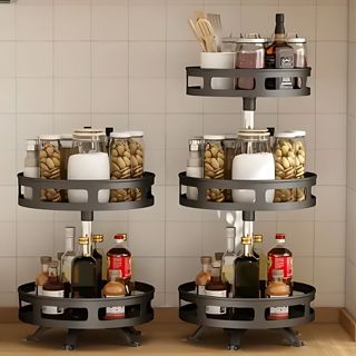 Fruteira Cesto Organizador 2 ou 3 Andares Giratório Prateleira Porta Condimento de Bancada Multiuso em Oferta na Shopee