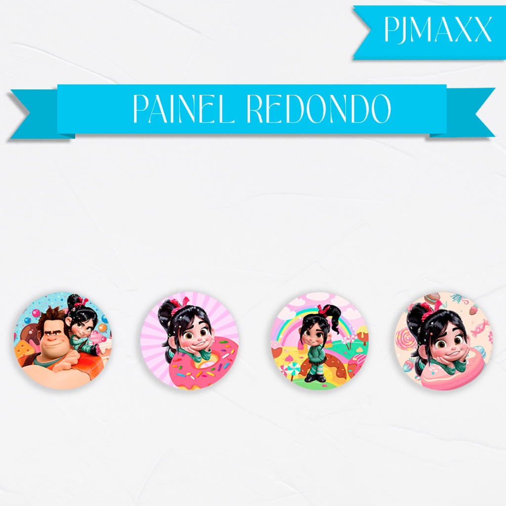 Capa Para Painel Redondo Tema Venellope Ralf Detona Decoração Festa Cenário Malha Sublimada em Oferta na Shopee