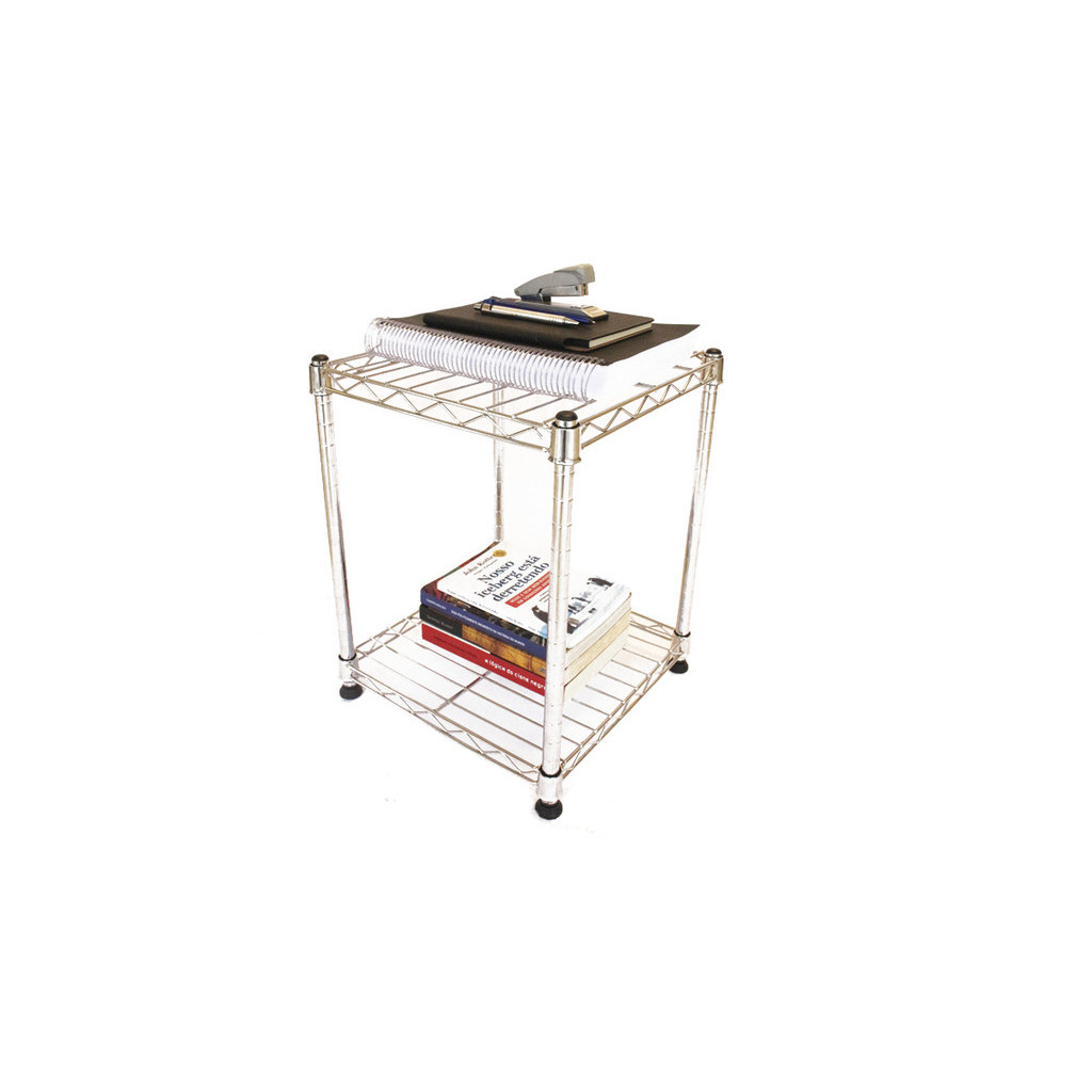 Estante De Aço Cromado Com 2 Prateleiras Rack Aramado 1025