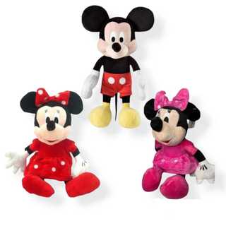 Boneca De Pelúcia Mickey Minnie Laço Rosa Vermelho Tamanho 28cm Pronta Entrega