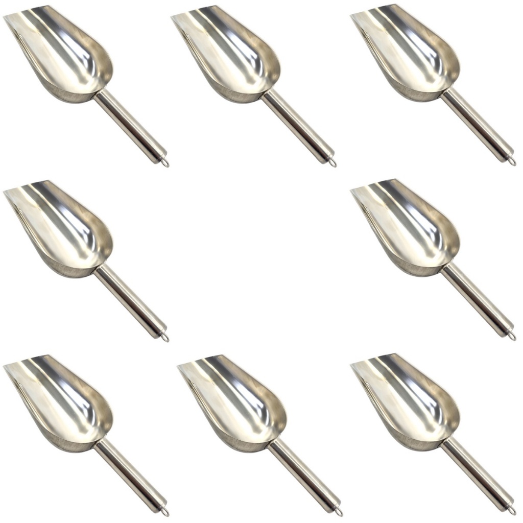 10x Pá Aço Inox Concha Pegador Dosadora Gelo Cereais Grãos