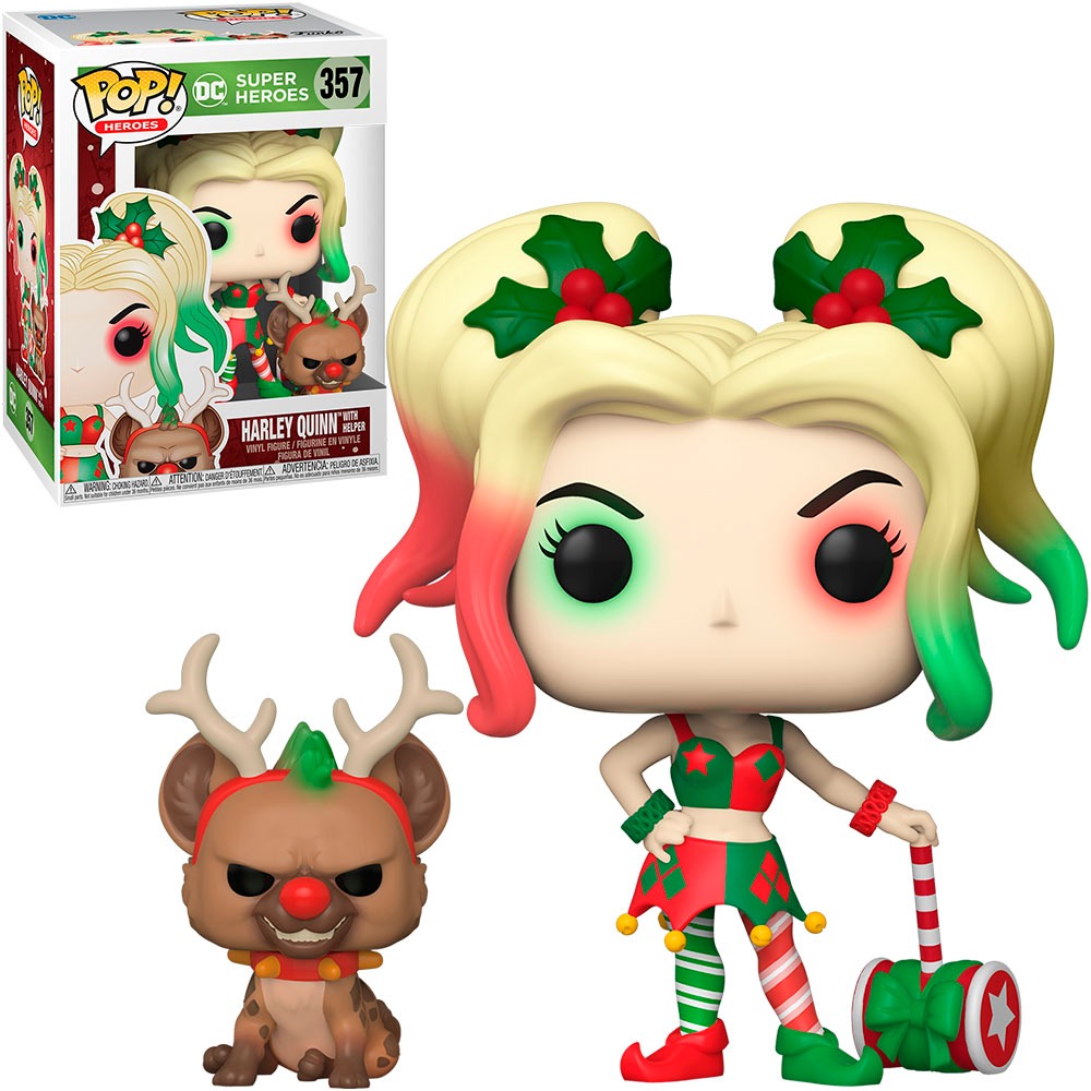 FUNKO POP DC SUPER HEROES - HARLEY QUINN WITH HELPER (HOLIDAY) 357 NOVO ORIGINAL