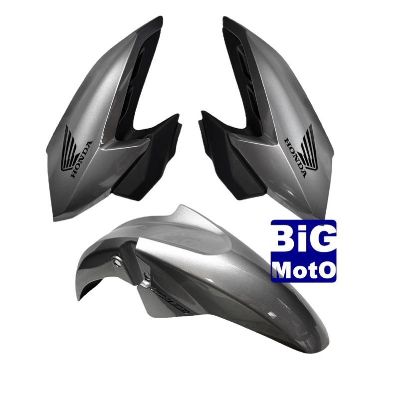 Par Aba do tanque CG Fan 160 2023 Prata Iron Nai com Complemento + Paralama dianteiro CG Fan 160 2023 Prata Iron nai