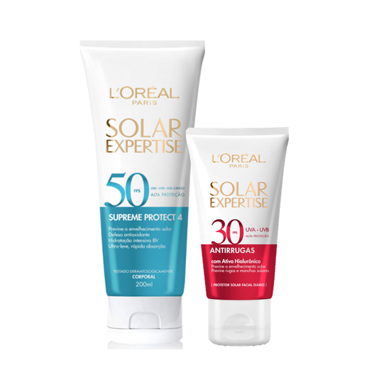 Kit Protetor Solar Corporal FPS 50 200ml + Protetor Solar Facial Anti-Rugas FPS 30 40g em Oferta na Shopee