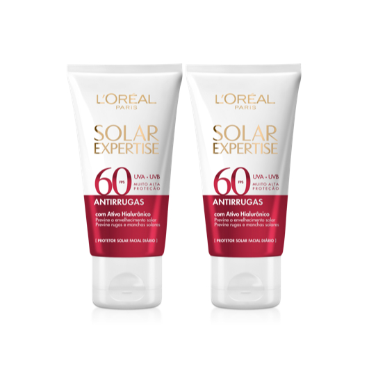 Kit 02 Protetor Solar Facial L'Oréal Paris Solar Expertise Antirrugas FPS 60, 40g