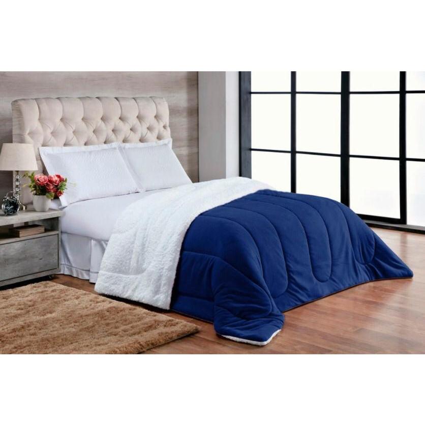 Coberdrom Edredom Pele De Carneiro Casal Queen Sherpa DuplaFace Macio Quentinho