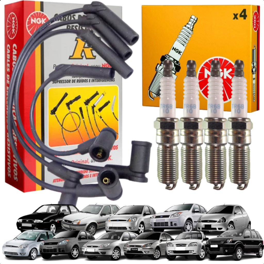 Kit Jogo Cabo E Vela De Ignição Ford Ka Focus Fiesta Ecosport Courier 1.0 1.6 em Oferta na Shopee