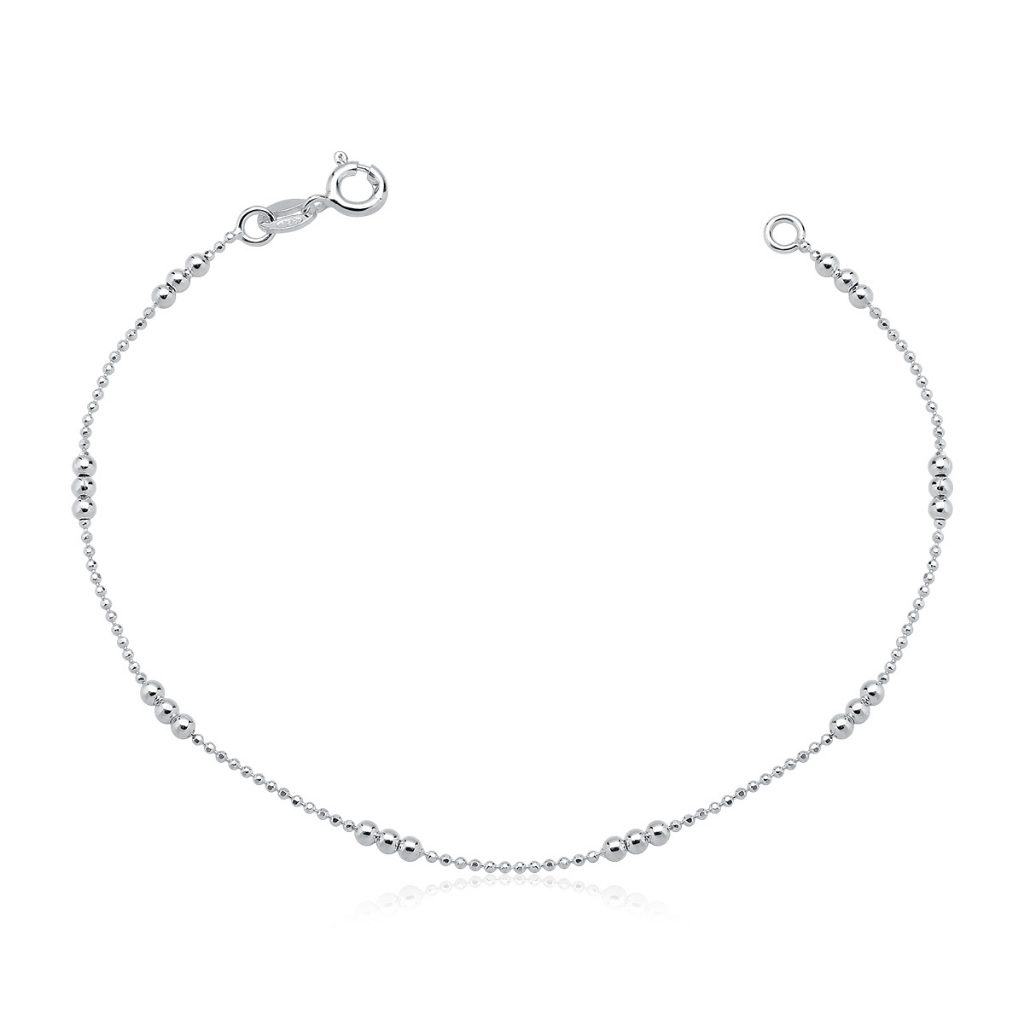 Pulseira Feminina de Prata 925 Diamantada com Bolinhas em Oferta na Shopee