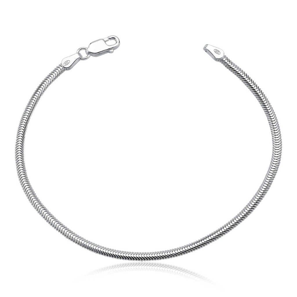 Pulseira Feminina de Prata 925 Rabo de Rato Lacraia 2mm - Fashion Accessories