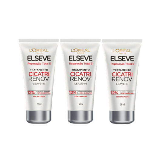 Kit 3 Leave-in Reparação Total 5 Loreal Elseve Cicatri Renov 50ml