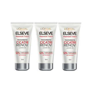 Kit 3 Leave-in Reparação Total 5 Loreal Elseve Cicatri Renov 50ml em Oferta na Shopee