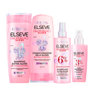 Kit Glycolic Gloss - Shampoo 400ml + Condicionador 400ml + Acidificante + Sérum