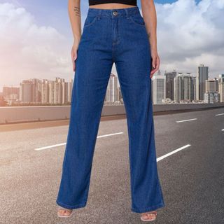 Calça Jeans Feminina Wide Leg pantalona Cintura Alta Oferta especial entrega em 24 horas Outlet de fábrica