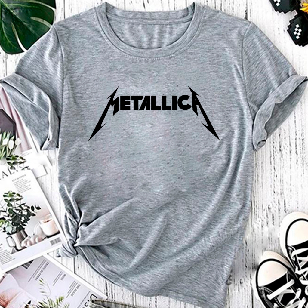T-shirt Blusa Linda Metalica Rock Camiseta Feminina Camisa em Oferta na Shopee
