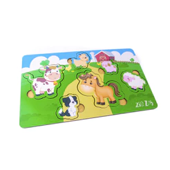 Brinquedo Educativo Tabuleiro Encaixe Animais Mdf
