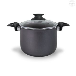Caldeirão 18 cm Com Tampa de Vidro Antiaderente Com 5 Camadas De Teflon Cor Preto Grafite