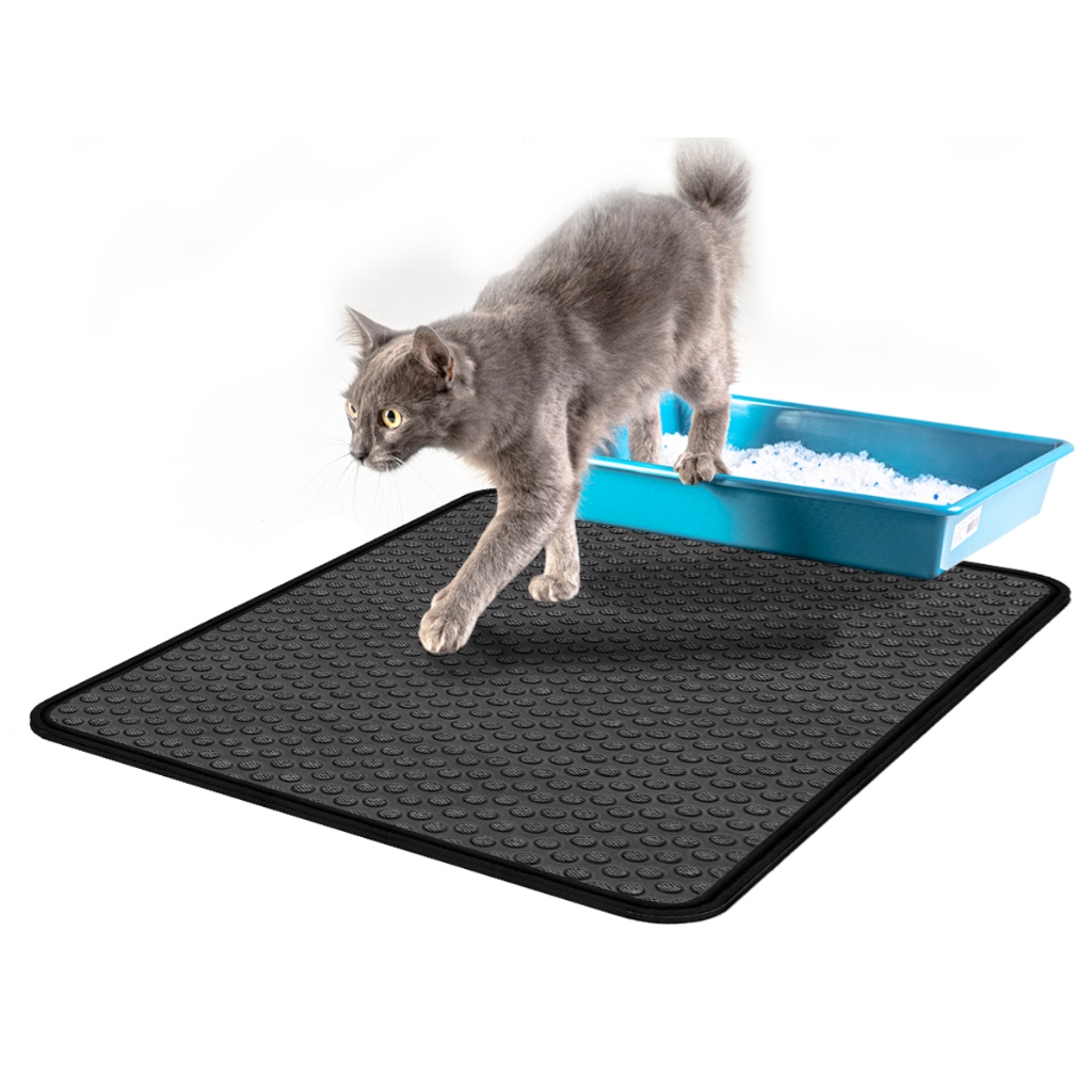 Detalhes do Tapete Higiênico Coletor De Areia Para Gatos Diversos Tamanhos - Cores Preto e Cinza