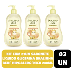 Kit com 03un Sabonete Líquido Glicerina Skalinha Bebê Hipoalergênica 200ml