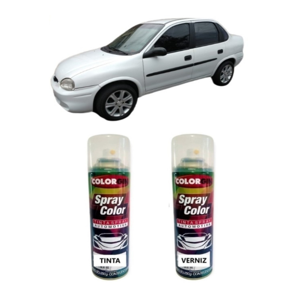 Kit tINTA automotiva spray Branco Mahler GM com verniz + lixa