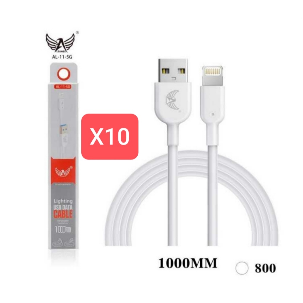 kit 10 Cabo Iphone Turbo 1 Metros 3A Altomex AL-11-5G