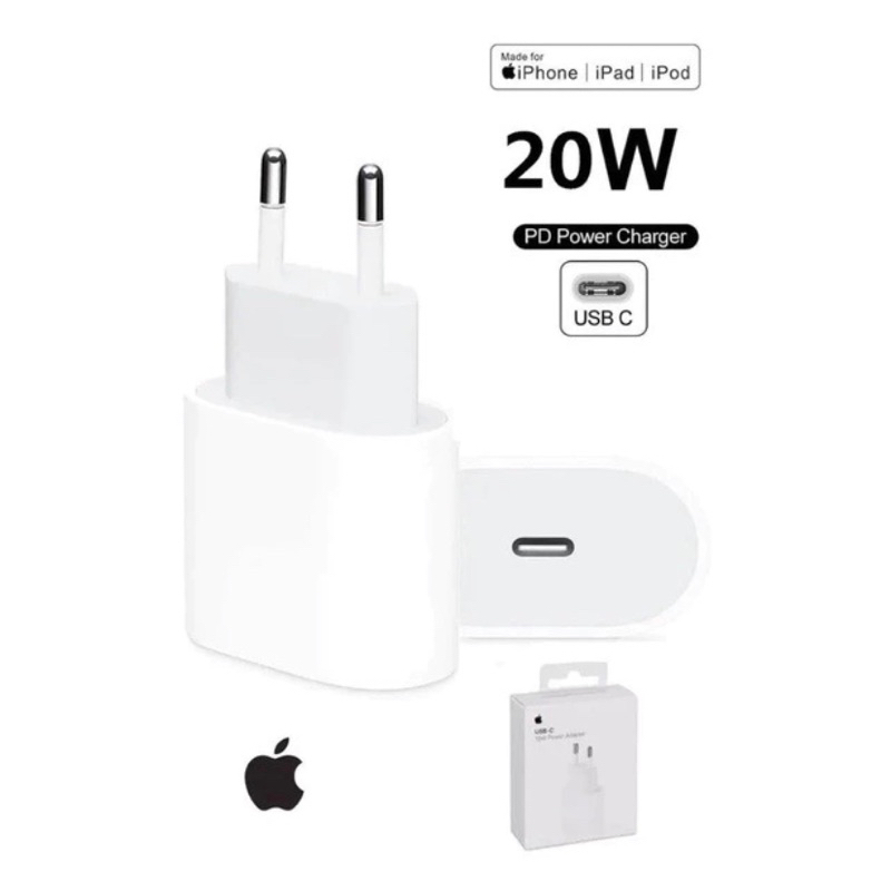 Caixinha Carregador de iPhone Turbo 20w Original Apple - Fonte Tomada Tipo C Turbo X Lightning para iPhones