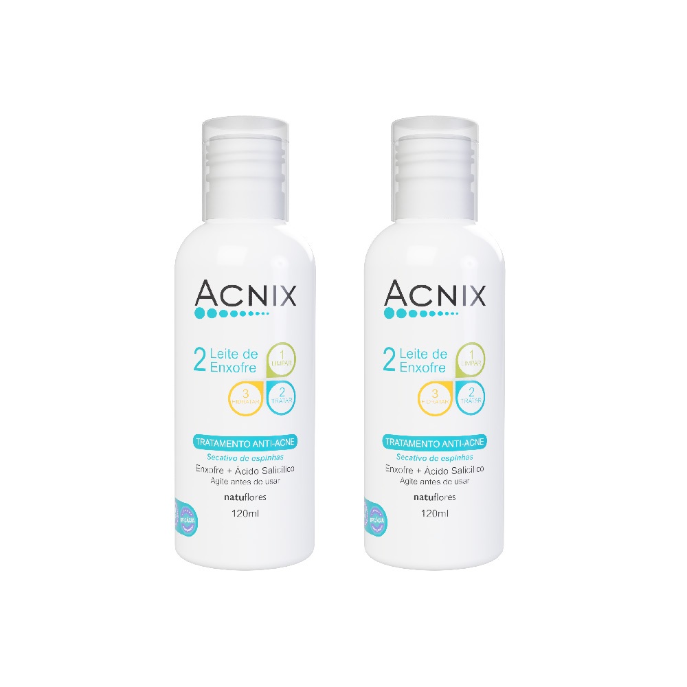 Kit 2x Acnix Leite de Enxofre 120ml Tratamento Anti Acne Natuflores
