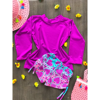 kit de blusa feminina uv + shortinho biquíni / varejo em Oferta na Shopee